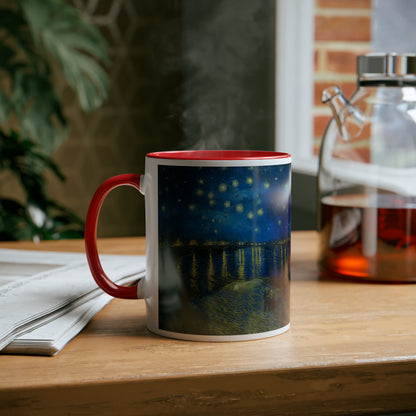 Van Gogh's Starry Night Over the Rhone (1888) - Original Fine Art Print Two-Tone Coffee Mugs, 11oz