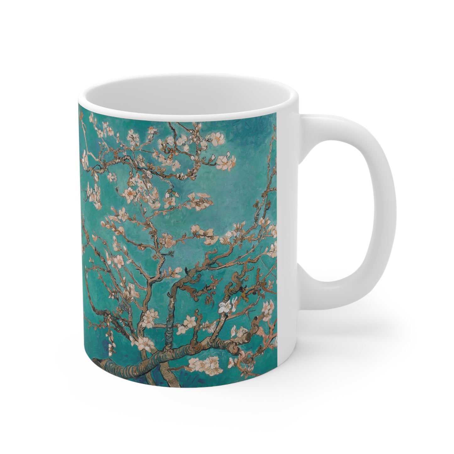 Van Gogh's Almond blossom (1890) - Turqoise Fine Art Print Ceramic Coffee Mugs, 11oz, 15oz