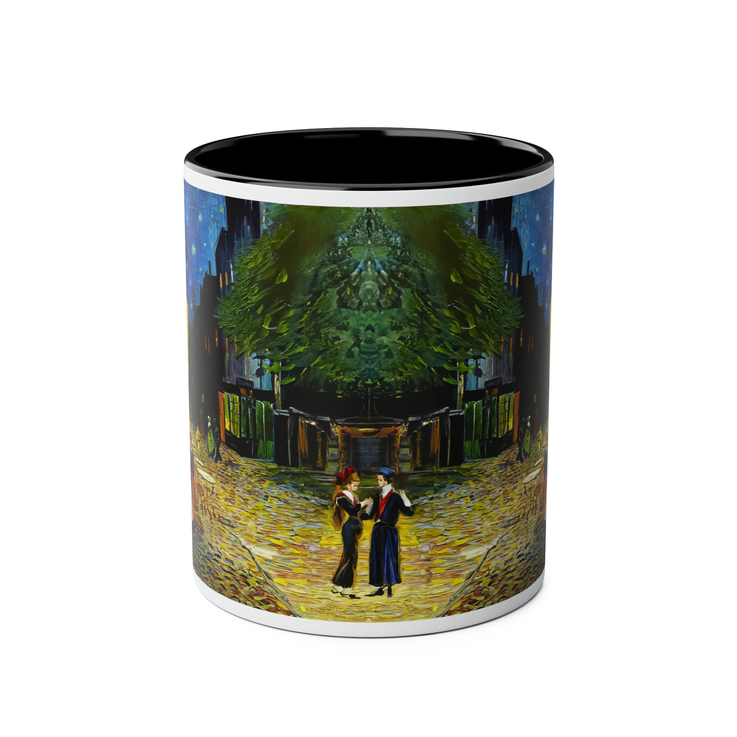 Van Gogh's Café Terrace at Night (1888) - Couple Two-Tone Coffee Mugs, 11oz