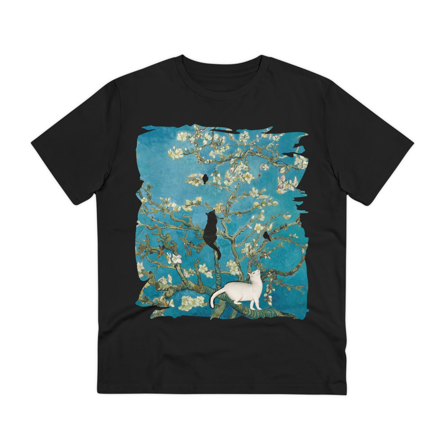 Van Gogh's Almond blossom (1890) - Cats Fine Art Print Organic Cotton T-Shirt Unisex