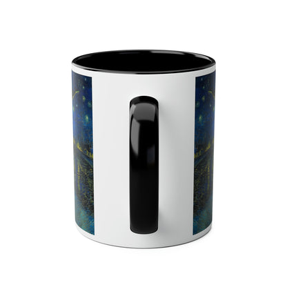 Van Gogh's Starry Night Over the Rhone (1888) - Dreams Fine Art Print Two-Tone Coffee Mugs, 11oz