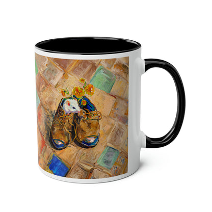 Van Gogh's Shoes (1888) - Mouse in the shoe Fine Art Print Two-Tone Coffee Mugs, 11oz