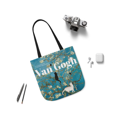 Vincent Vang Gogh Cherry Blossom - Cats - Canvas Tote Bag, 5-Color Straps