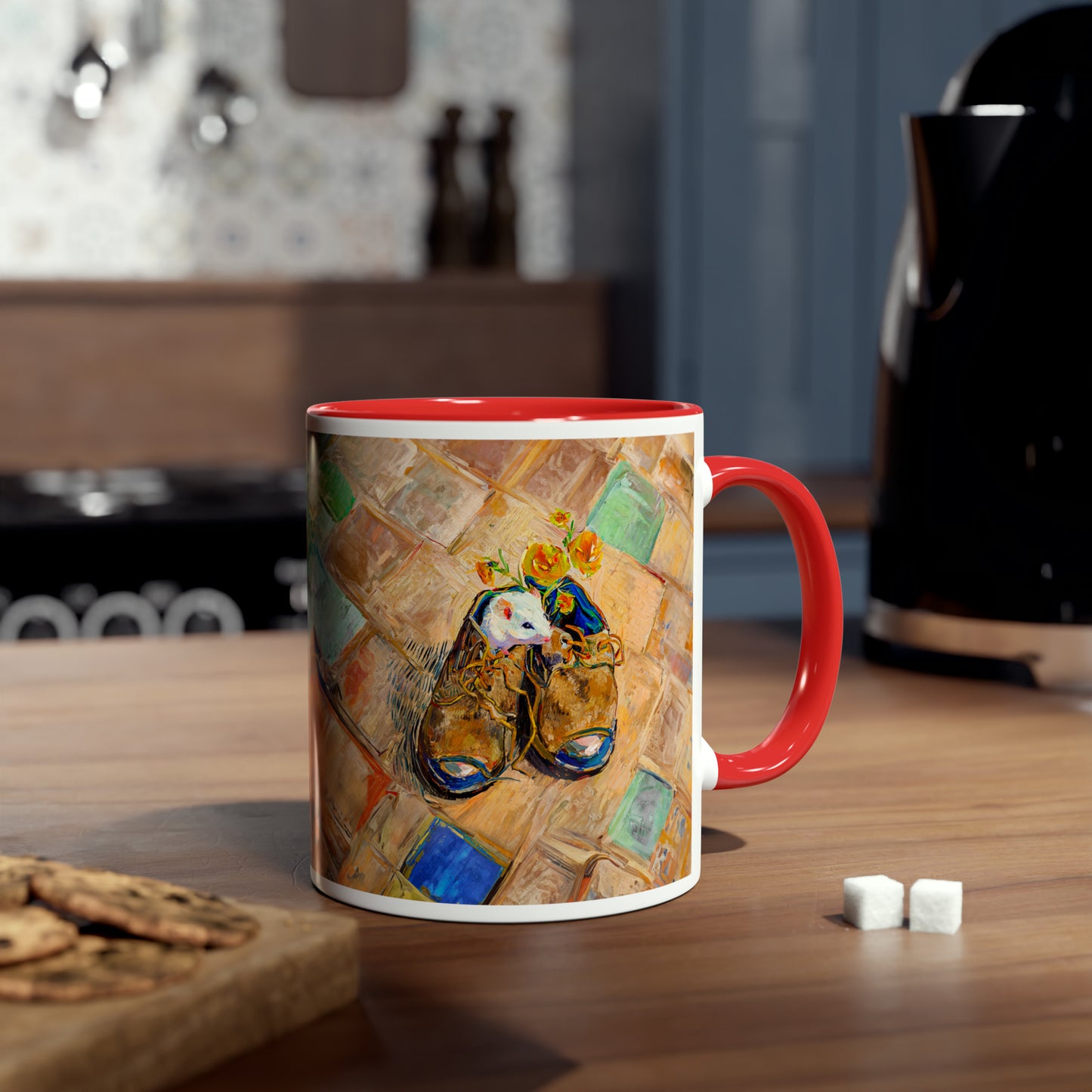 Van Gogh's Shoes (1888) - Mouse in the shoe Fine Art Print Two-Tone Coffee Mugs, 11oz