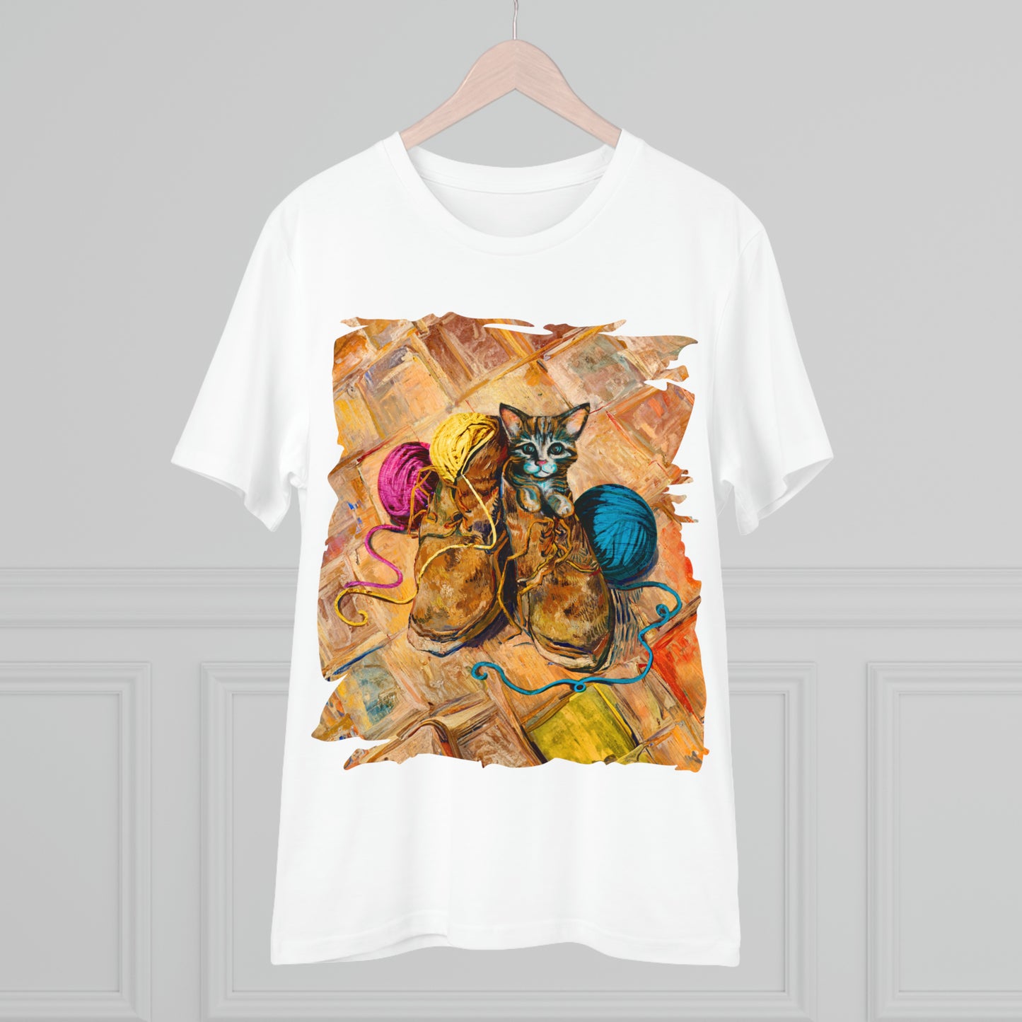 Van Gogh's Shoes (1888) - Kitten with yarns Fine Art Print Organic Cotton T-Shirt Unisex