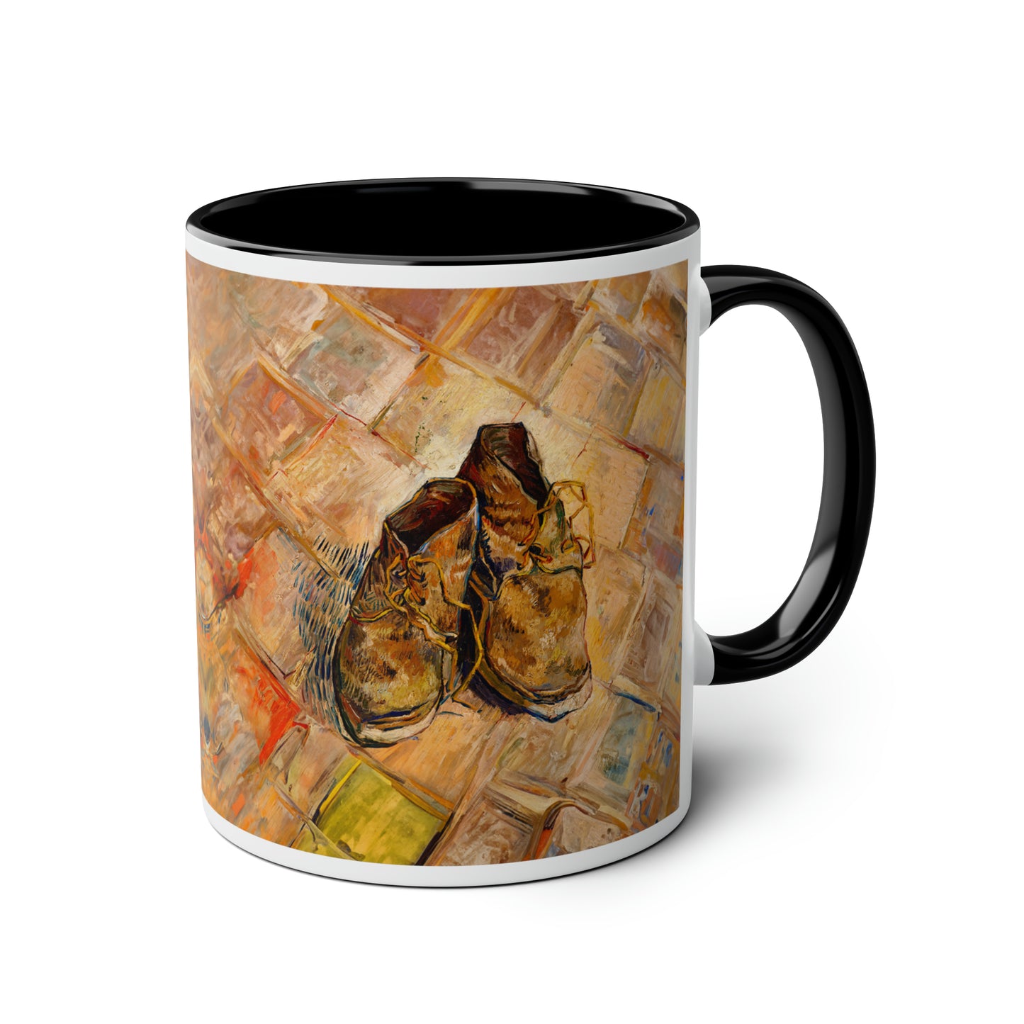 Van Gogh's Shoes (1888) - Original Fine Art Print Two-Tone Coffee Mugs, 11oz