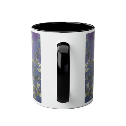 Van Gogh's Almond blossom (1890) - Purple Fine Art Print Two-Tone Coffee Mugs, 11oz