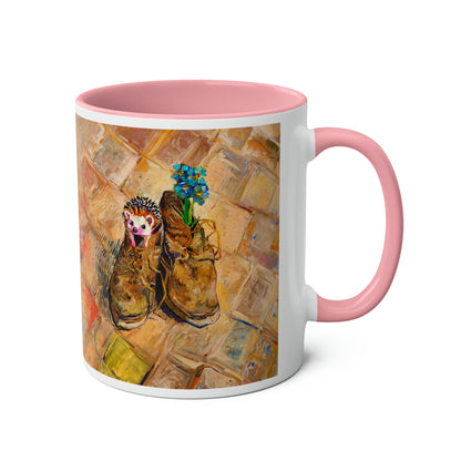 Van Gogh's Shoes (1888) - Hedgehog Fine Art Print Two-Tone Coffee Mugs, 11oz