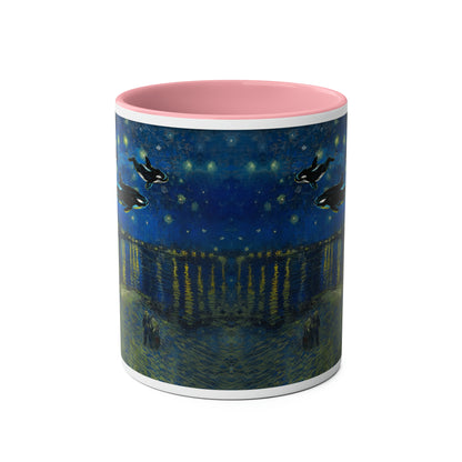 Van Gogh's Starry Night Over the Rhone (1888) - Dreams Fine Art Print Two-Tone Coffee Mugs, 11oz