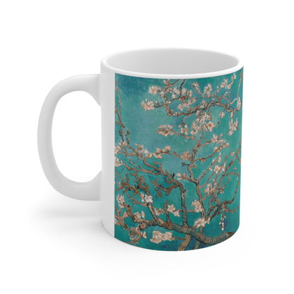 Van Gogh's Almond blossom (1890) - Turqoise Fine Art Print Ceramic Coffee Mugs, 11oz, 15oz