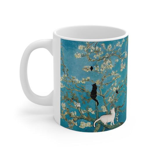 Van Gogh's Almond blossom (1890) - Cats Fine Art Print Ceramic Coffee Mugs, 11oz, 15oz