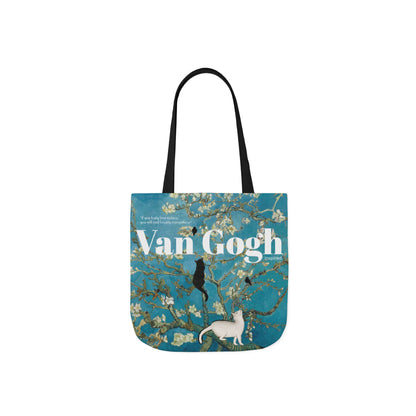 Vincent Vang Gogh Cherry Blossom - Cats - Canvas Tote Bag, 5-Color Straps