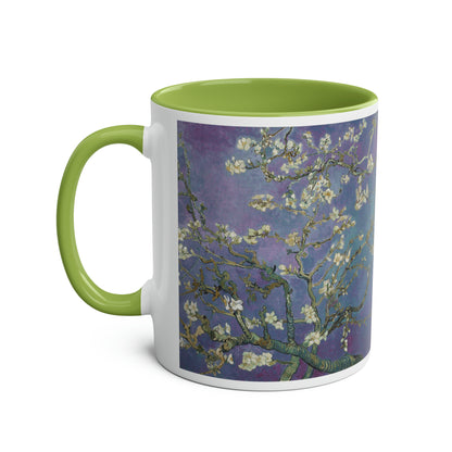 Van Gogh's Almond blossom (1890) - Purple Fine Art Print Two-Tone Coffee Mugs, 11oz