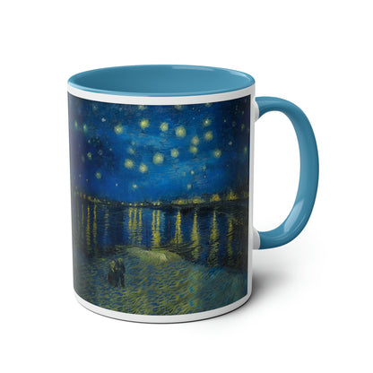 Van Gogh's Starry Night Over the Rhone (1888) - Original Fine Art Print Two-Tone Coffee Mugs, 11oz