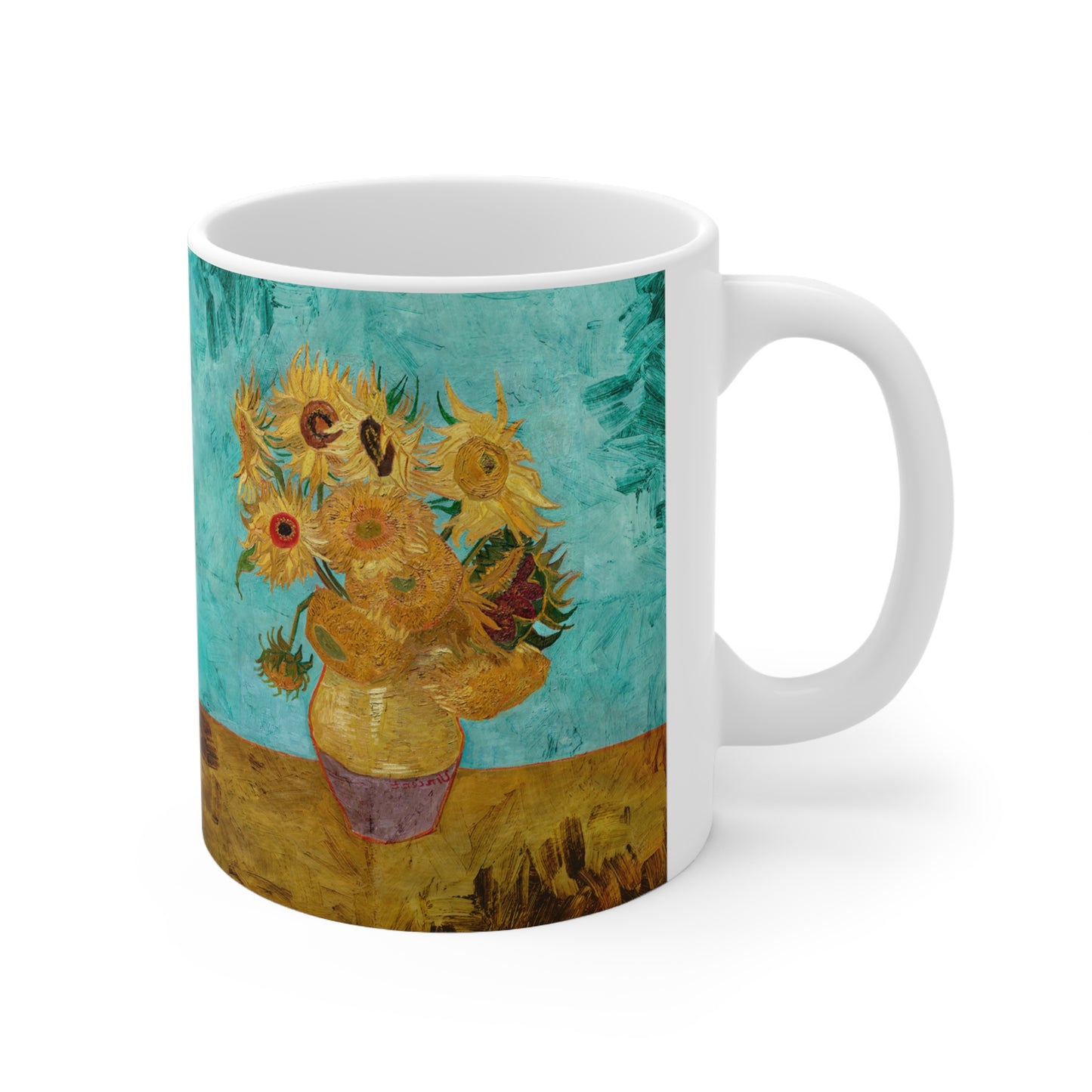 Van Gogh's Vase with Twelve Sunflowers (1888–1889) - Original Fine Art Print Ceramic Coffee Mugs, 11oz, 15oz