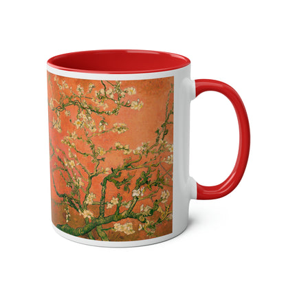 Van Gogh's Almond blossom (1890) - Orange Fine Art Print Two-Tone Coffee Mugs, 11oz