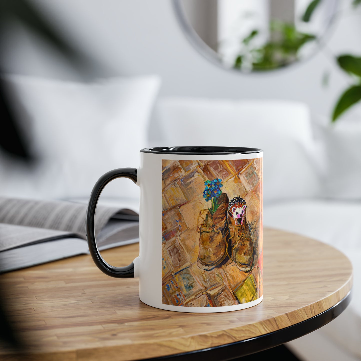 Van Gogh's Shoes (1888) - Hedgehog Fine Art Print Two-Tone Coffee Mugs, 11oz