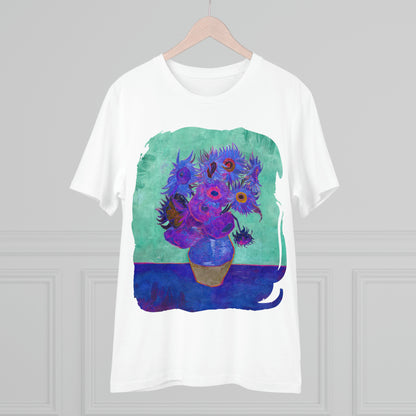 Van Gogh's Vase with Twelve Sunflowers (1888–1889) - Pop art purple Fine Art Print Organic Cotton T-Shirt Unisex