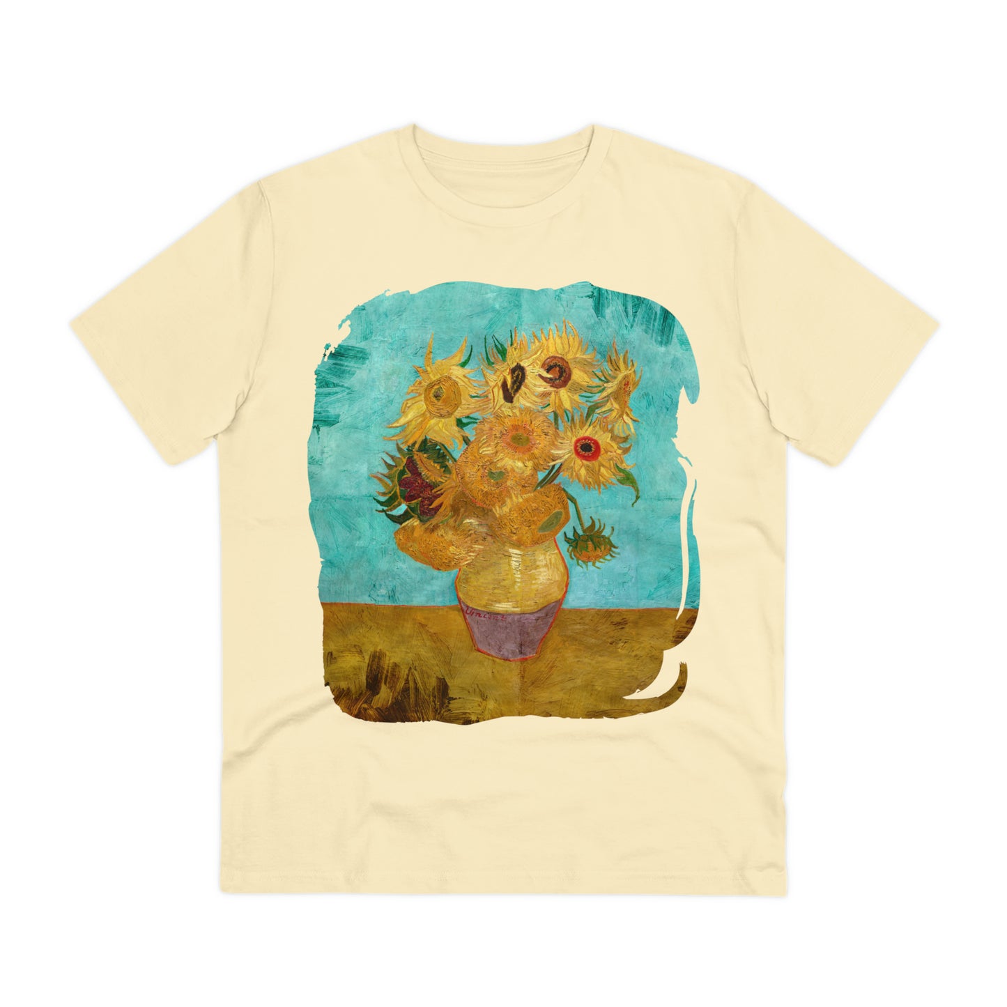 Van Gogh's Vase with Twelve Sunflowers (1888–1889) - Original Fine Art Print Organic Cotton T-Shirt Unisex