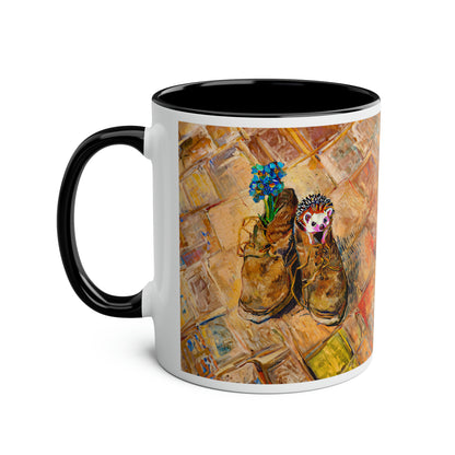 Van Gogh's Shoes (1888) - Hedgehog Fine Art Print Two-Tone Coffee Mugs, 11oz