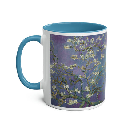 Van Gogh's Almond blossom (1890) - Purple Fine Art Print Two-Tone Coffee Mugs, 11oz