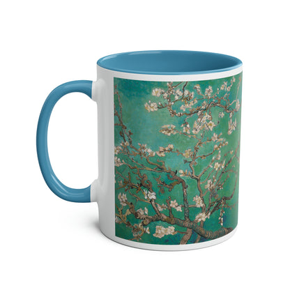 Van Gogh's Almond blossom (1890) - Green Fine Art Print Two-Tone Coffee Mugs, 11oz