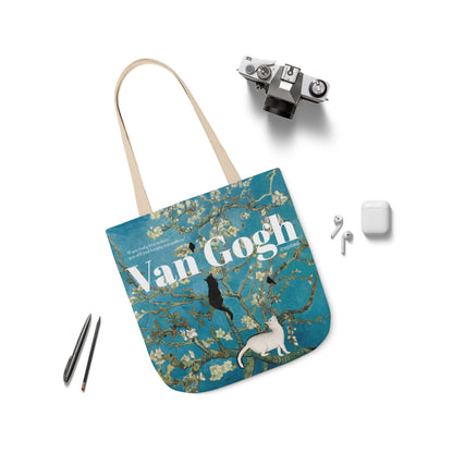 Vincent Vang Gogh Cherry Blossom - Cats - Canvas Tote Bag, 5-Color Straps