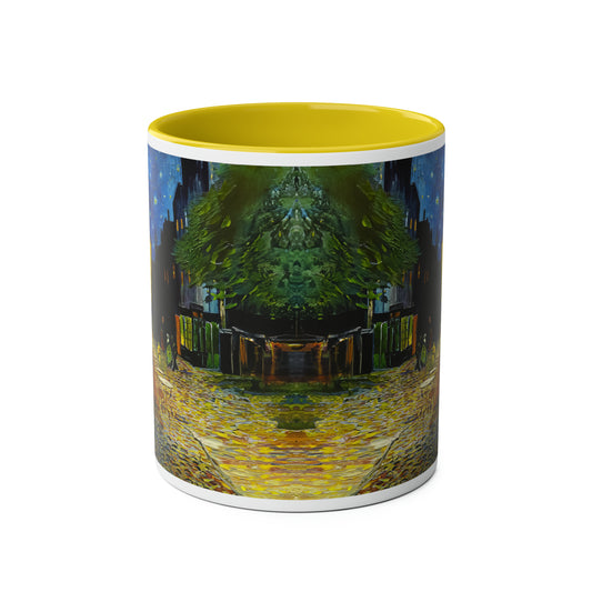 Van Gogh's Café Terrace at Night (1888) - Original Fine Art Print Two-Tone Coffee Mugs, 11oz