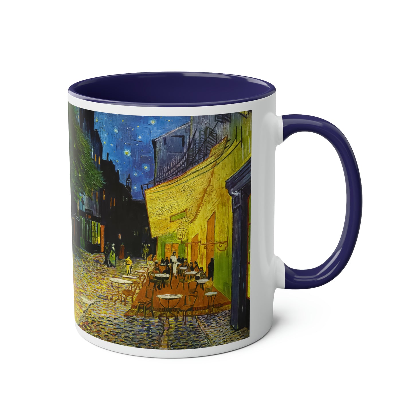 Van Gogh's Café Terrace at Night (1888) - Original Fine Art Print Two-Tone Coffee Mugs, 11oz