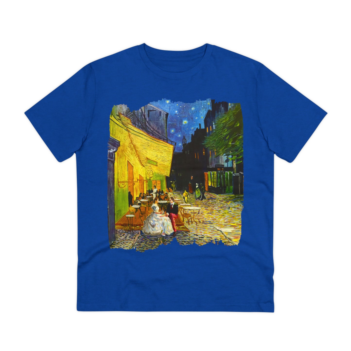 Van Gogh's Café Terrace at Night (1888) - Couple Fine Art Print Organic Cotton T-Shirt Unisex