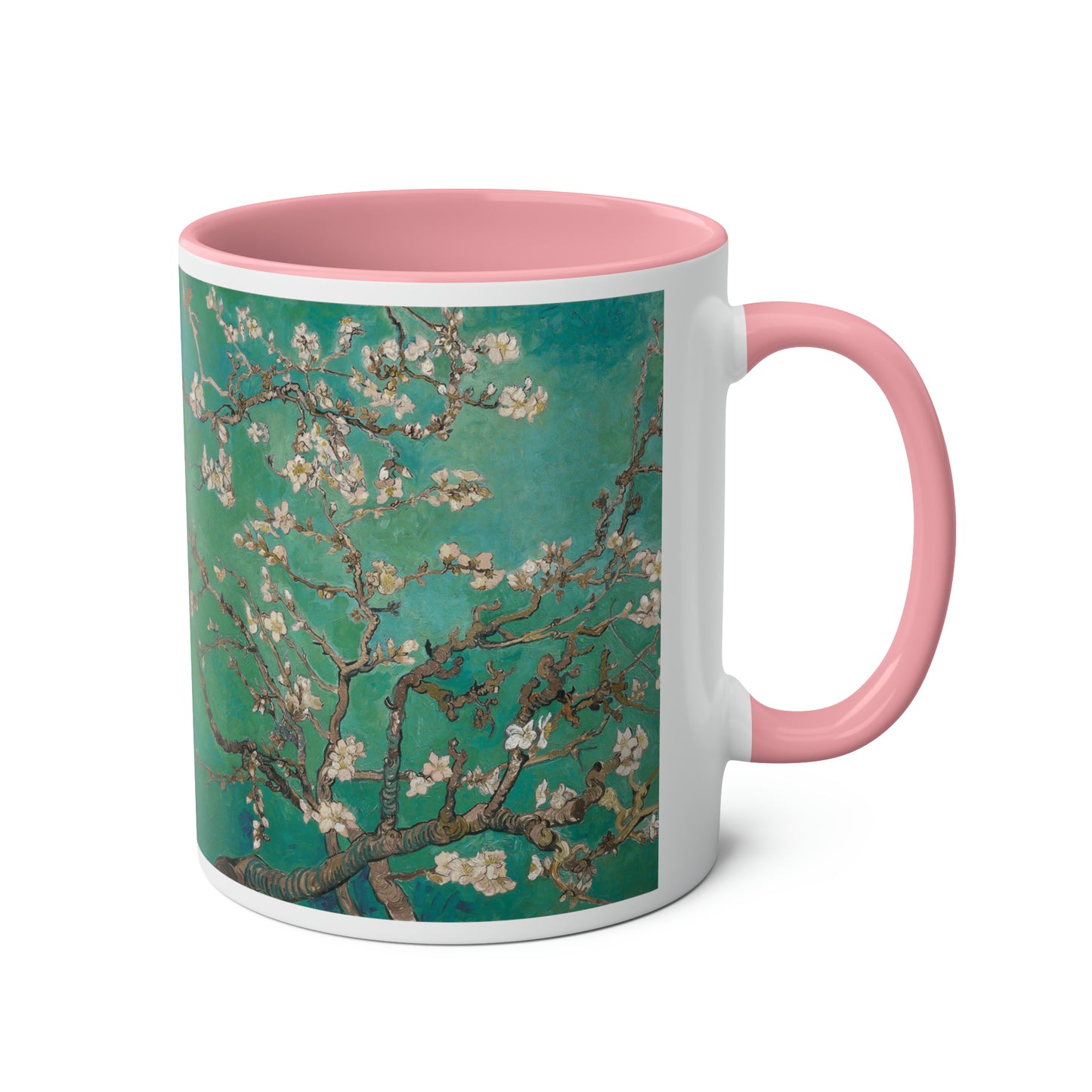 Van Gogh's Almond blossom (1890) - Green Fine Art Print Two-Tone Coffee Mugs, 11oz