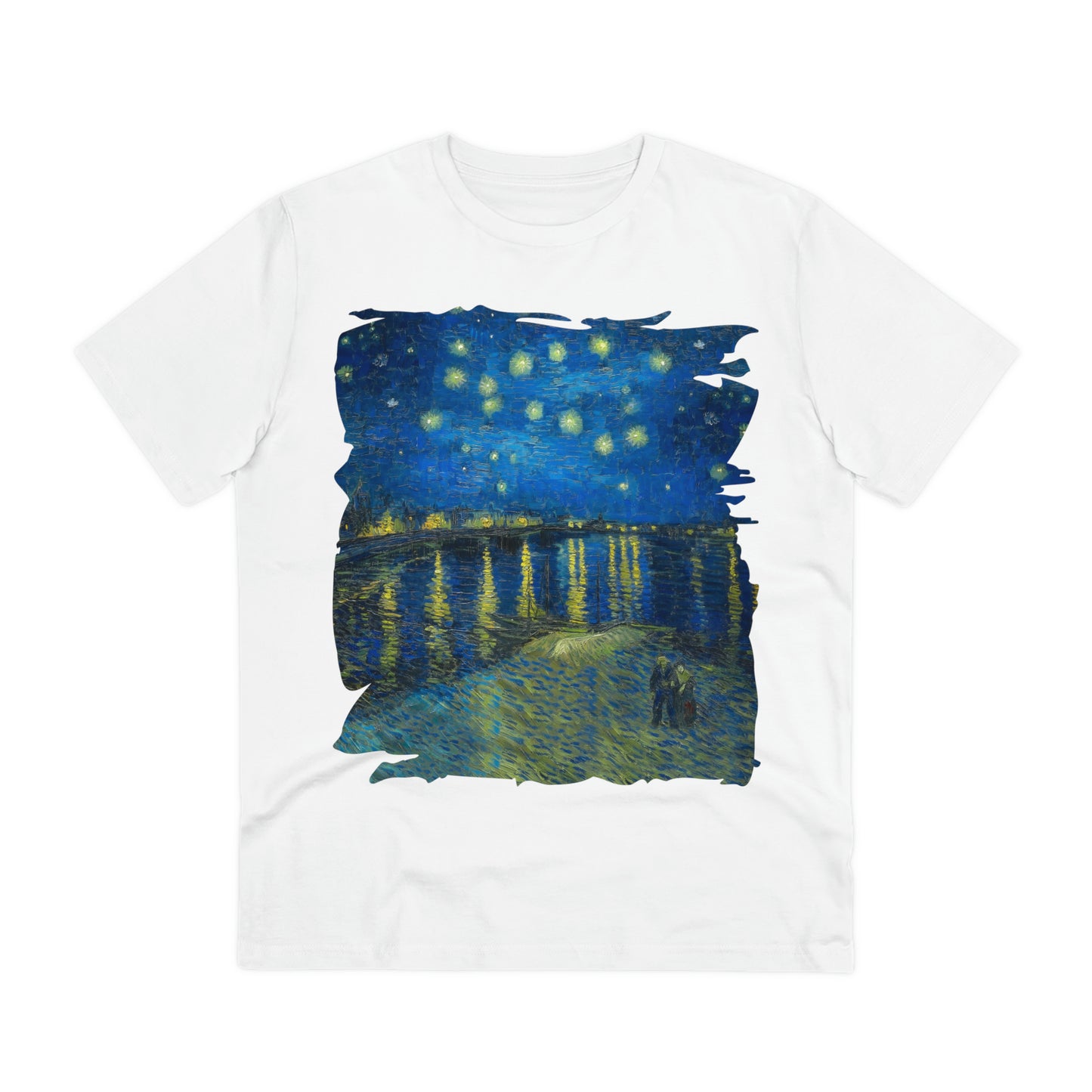 Van Gogh's Starry Night Over the Rhone (1888) - Original Fine Art Print Organic Cotton T-Shirt Unisex