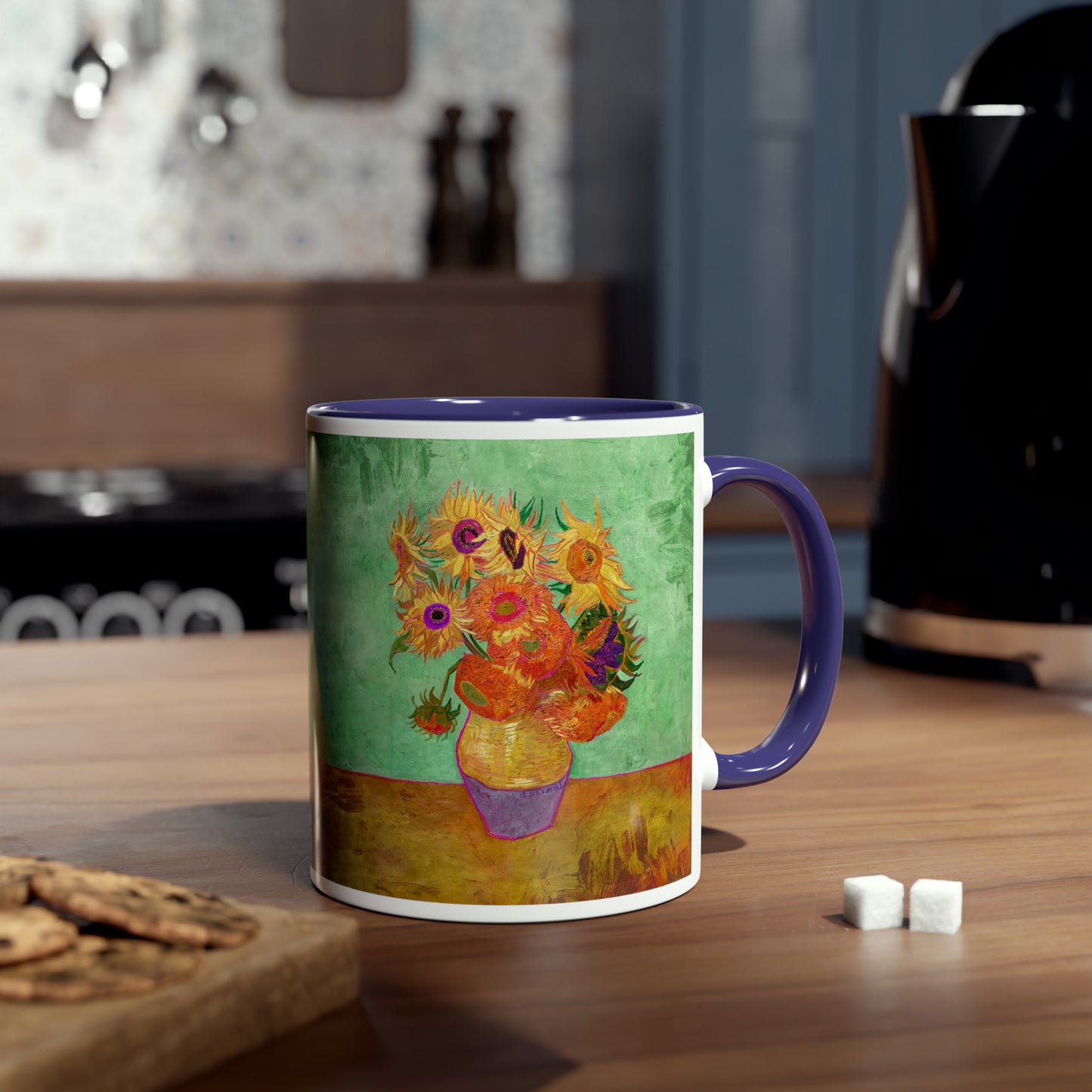 Van Gogh's Vase with Twelve Sunflowers (1888–1889) - Summer Fine Art Print Two-Tone Coffee Mugs, 11oz