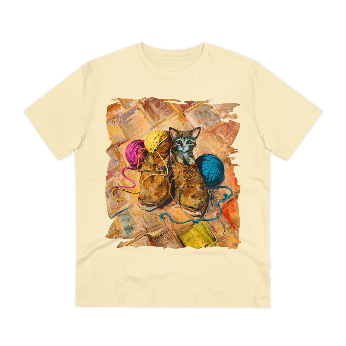 Van Gogh's Shoes (1888) - Kitten with yarns Fine Art Print Organic Cotton T-Shirt Unisex