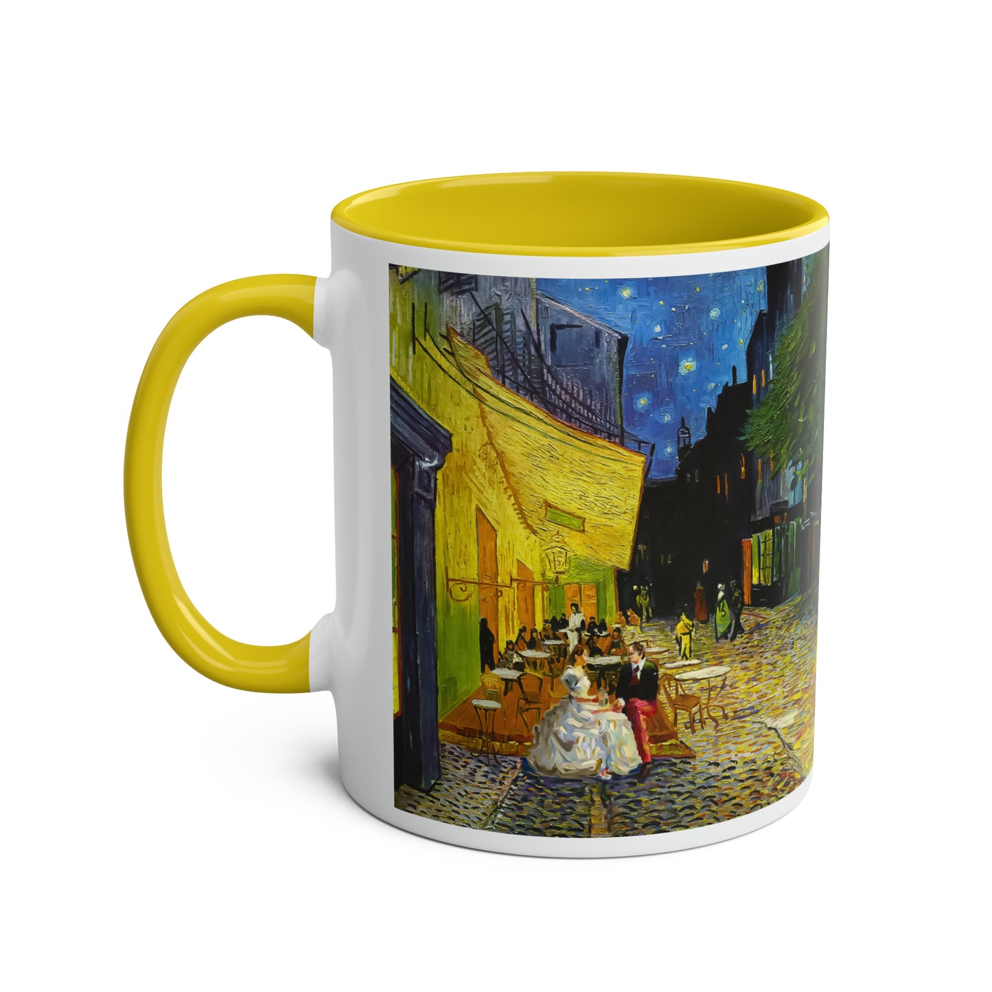 Van Gogh's Café Terrace at Night (1888) - Couple Two-Tone Coffee Mugs, 11oz