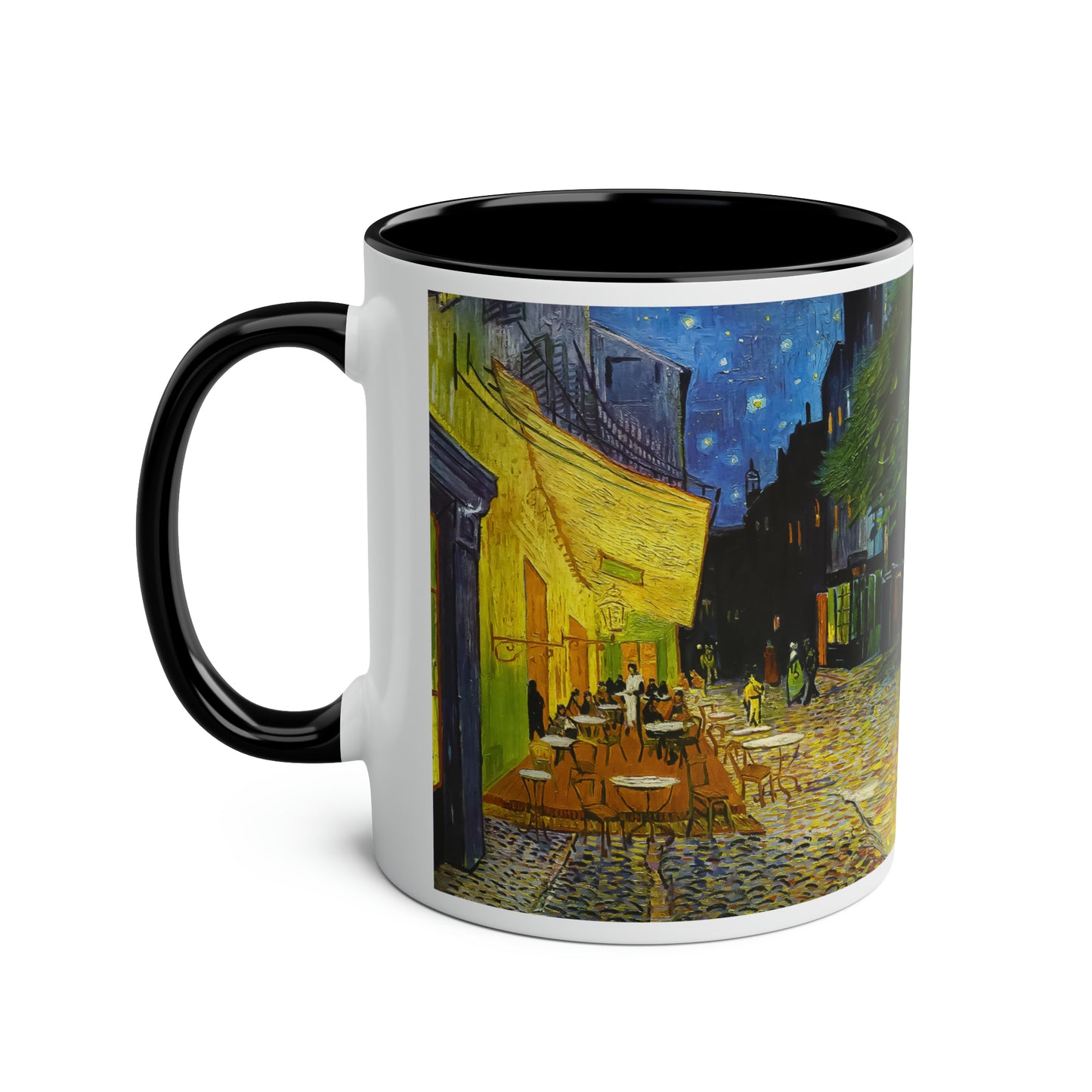 Van Gogh's Café Terrace at Night (1888) - Original Fine Art Print Two-Tone Coffee Mugs, 11oz