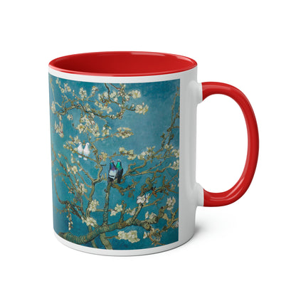 Van Gogh's Almond blossom (1890) - Lovebirds Fine Art Print Two-Tone Coffee Mugs, 11oz