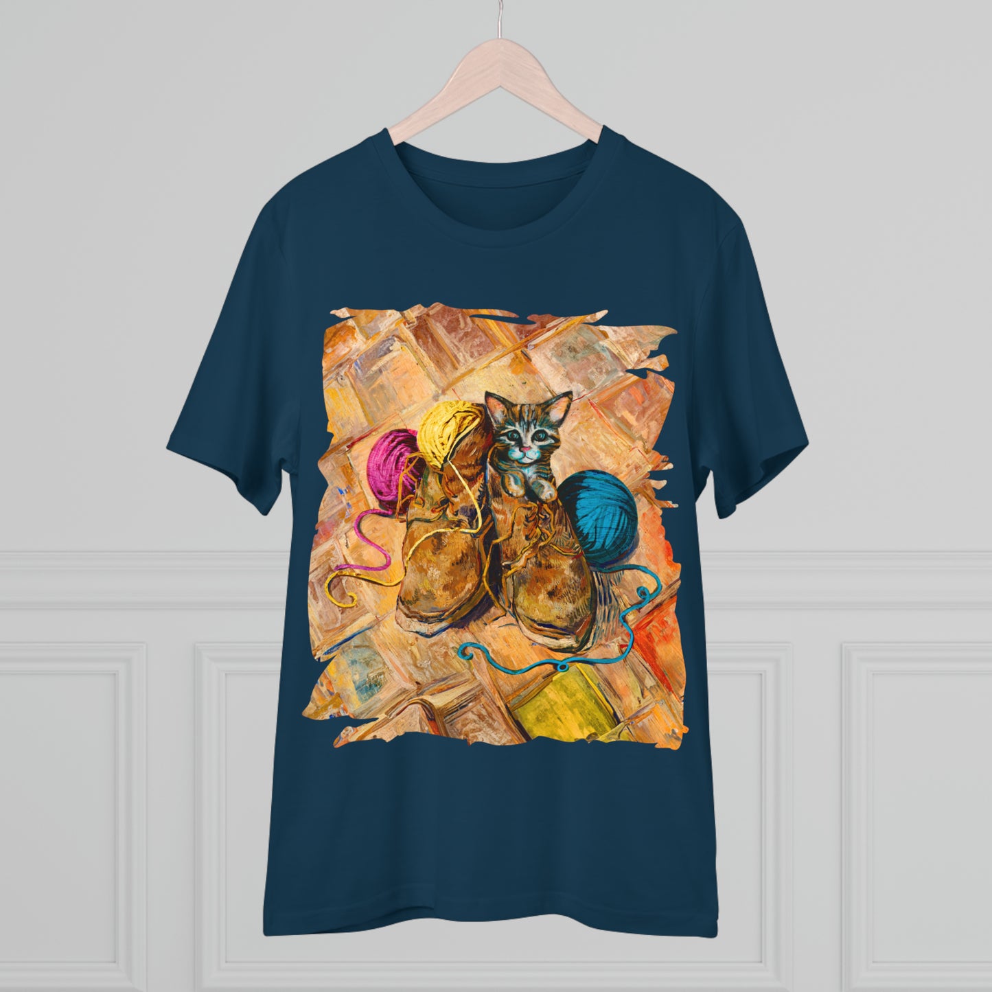 Van Gogh's Shoes (1888) - Kitten with yarns Fine Art Print Organic Cotton T-Shirt Unisex