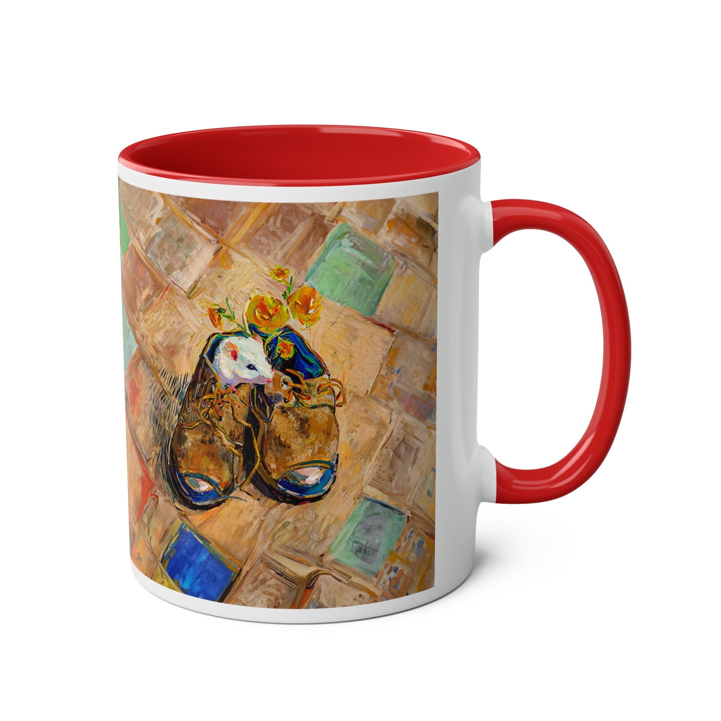 Van Gogh's Shoes (1888) - Mouse in the shoe Fine Art Print Two-Tone Coffee Mugs, 11oz