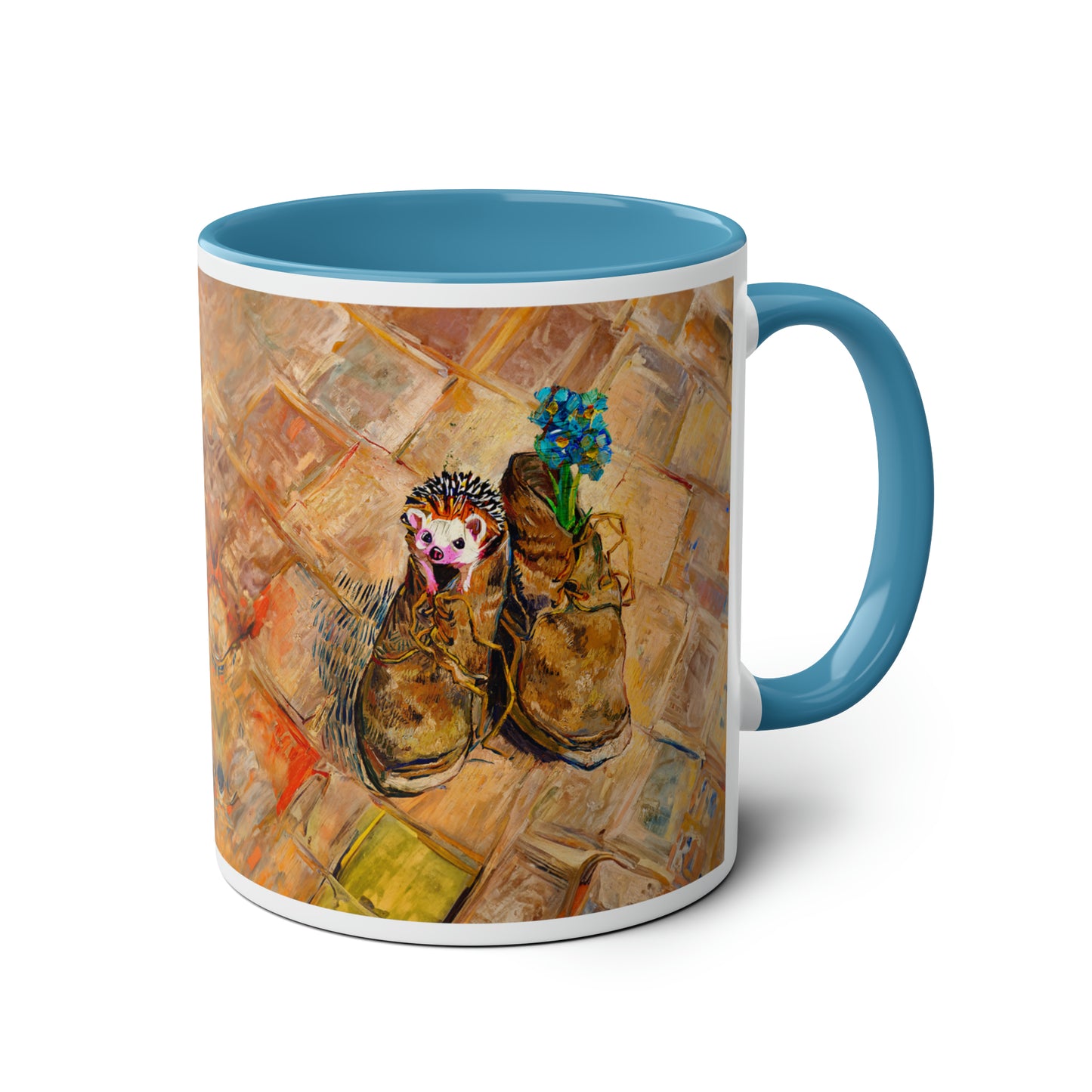 Van Gogh's Shoes (1888) - Hedgehog Fine Art Print Two-Tone Coffee Mugs, 11oz