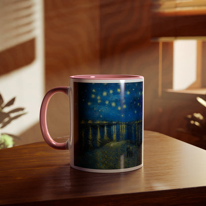 Van Gogh's Starry Night Over the Rhone (1888) - Original Fine Art Print Two-Tone Coffee Mugs, 11oz