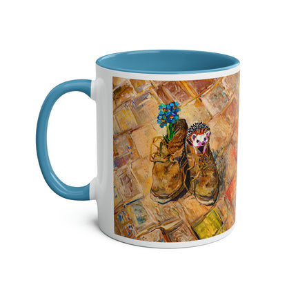 Van Gogh's Shoes (1888) - Hedgehog Fine Art Print Two-Tone Coffee Mugs, 11oz