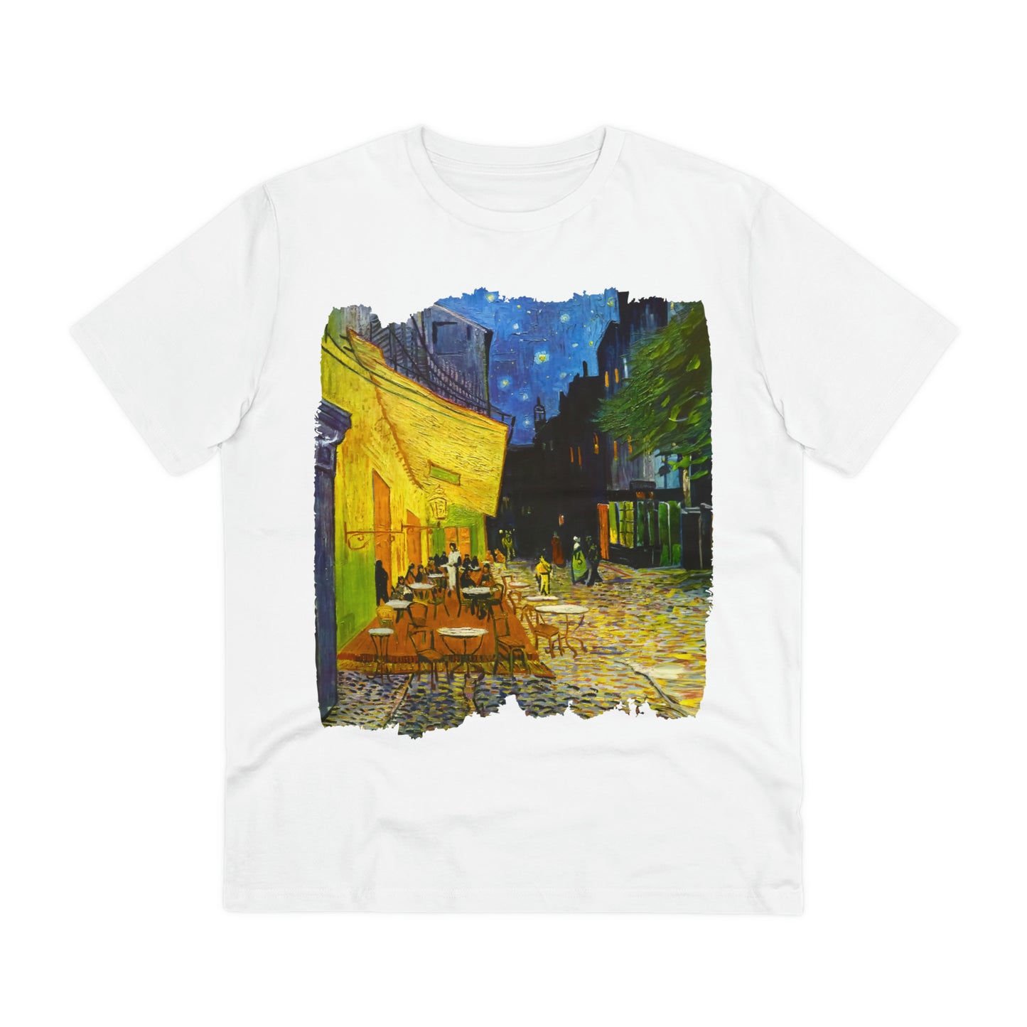 Van Gogh's Café Terrace at Night (1888) - Original Fine Art Print Organic Cotton T-Shirt Unisex