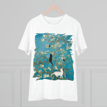 Van Gogh's Almond blossom (1890) - Cats Fine Art Print Organic Cotton T-Shirt Unisex