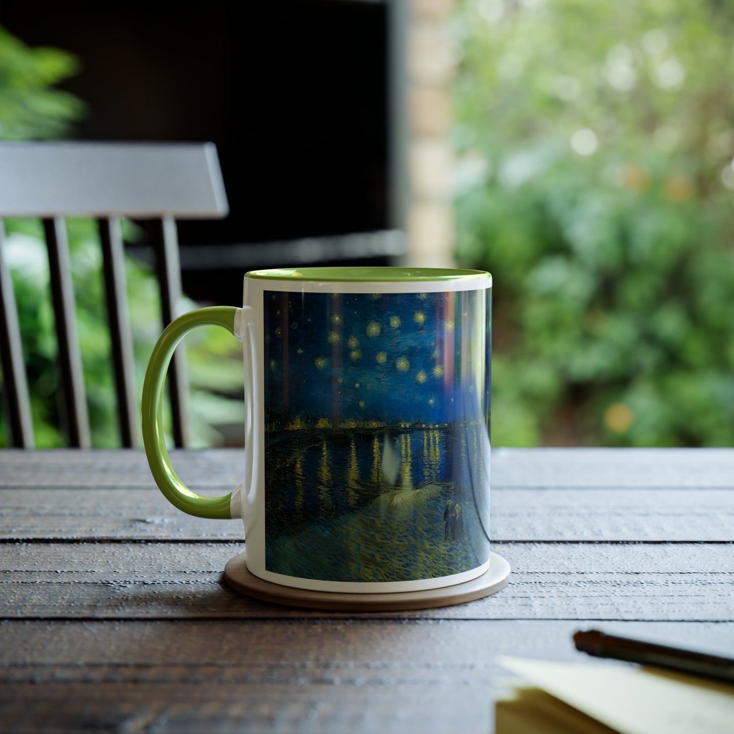 Van Gogh's Starry Night Over the Rhone (1888) - Original Fine Art Print Two-Tone Coffee Mugs, 11oz