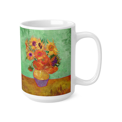 Van Gogh's Vase with Twelve Sunflowers (1888–1889) - Summer Fine Art Print Ceramic Coffee Mugs, 11oz, 15oz