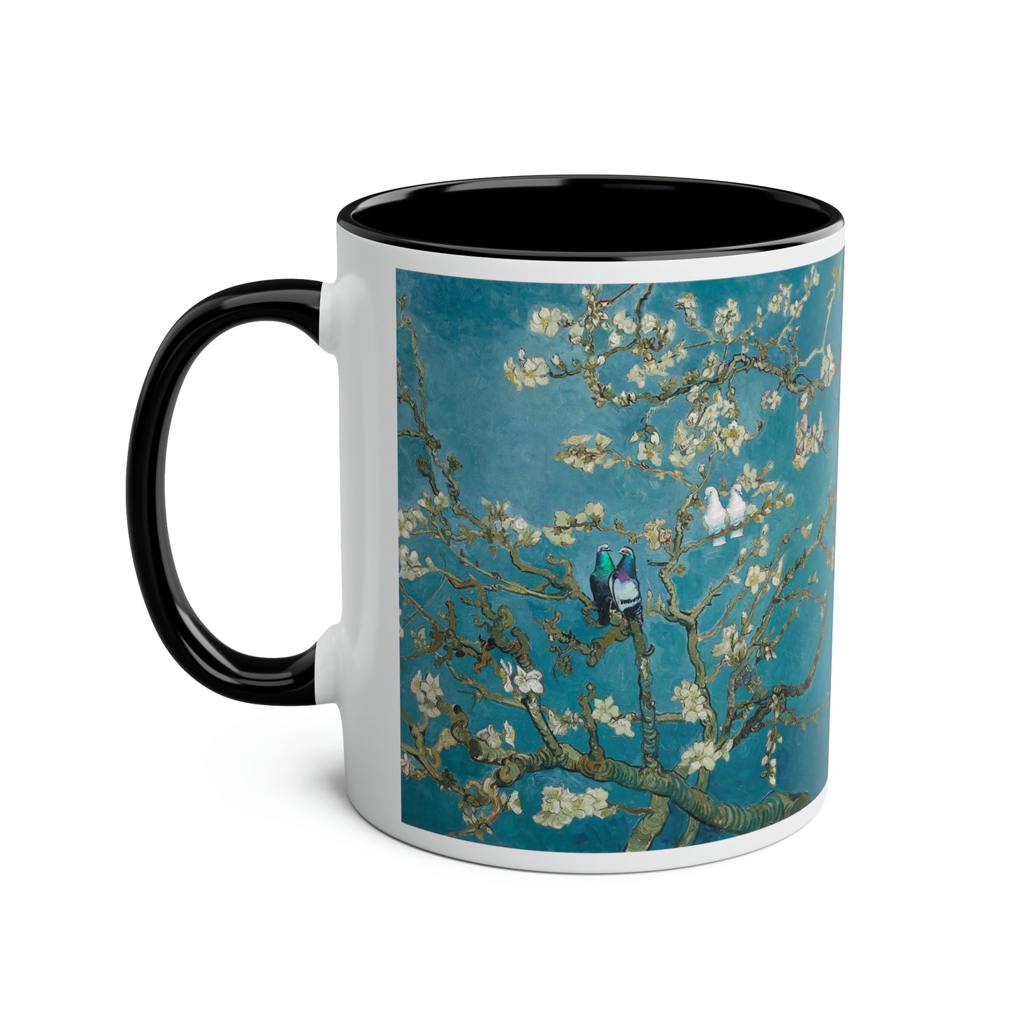 Van Gogh's Almond blossom (1890) - Lovebirds Fine Art Print Two-Tone Coffee Mugs, 11oz