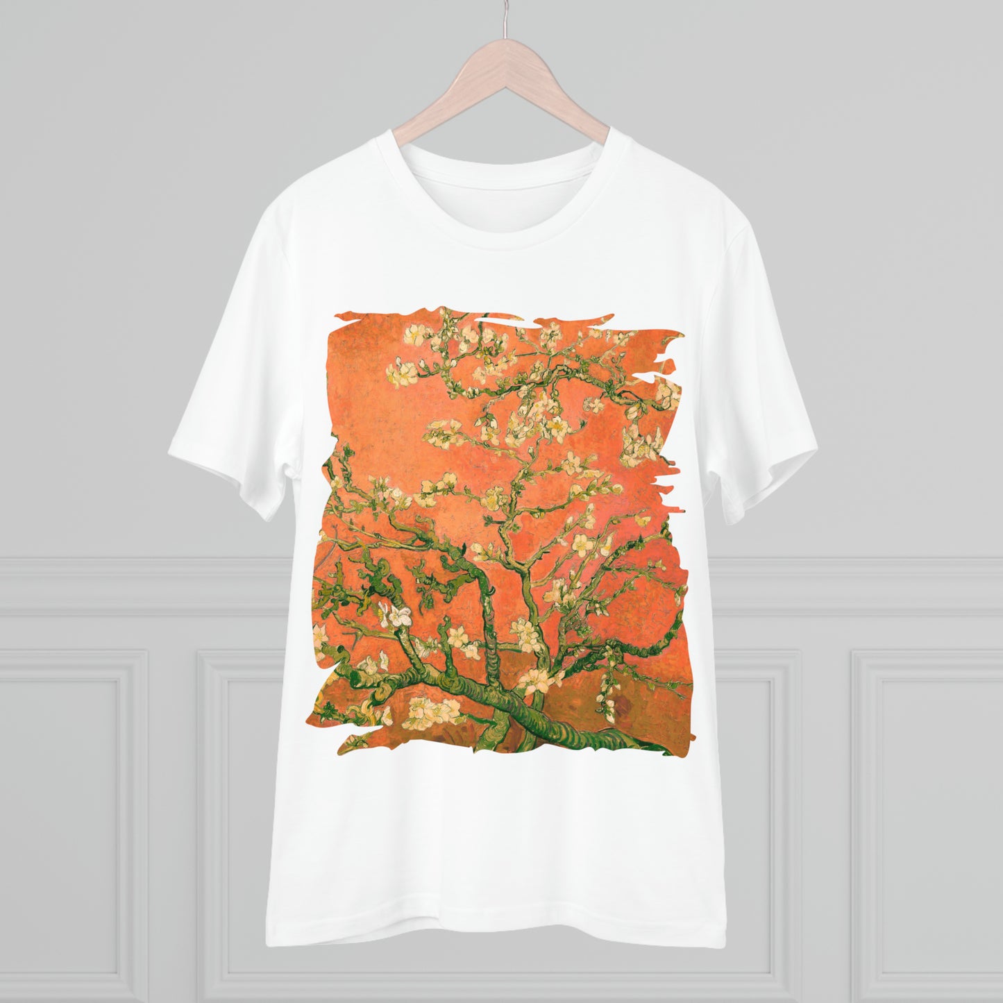 Van Gogh's Almond blossom (1890) - Orange Fine Art Print Organic Cotton T-Shirt Unisex