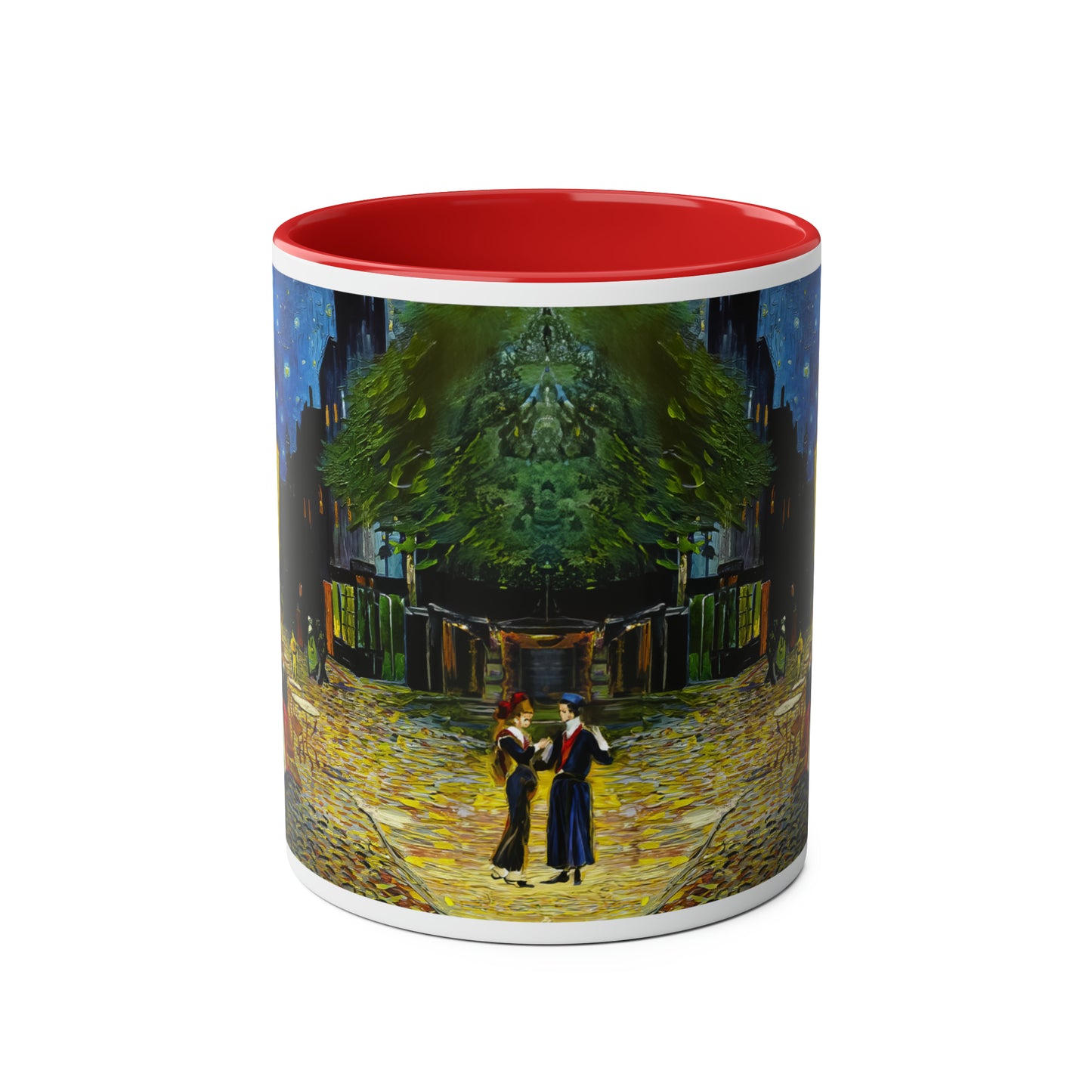 Van Gogh's Café Terrace at Night (1888) - Couple Two-Tone Coffee Mugs, 11oz