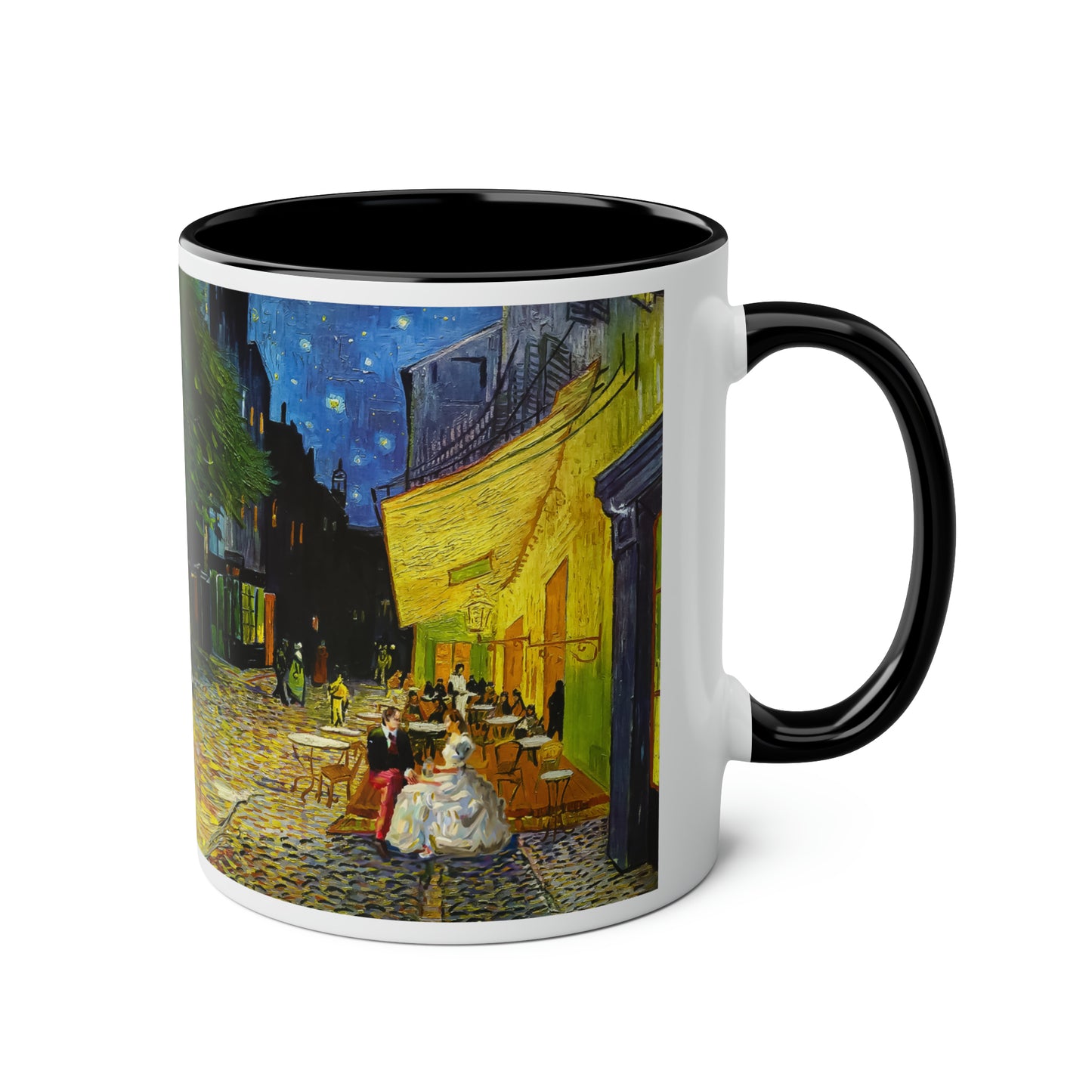 Van Gogh's Café Terrace at Night (1888) - Couple Two-Tone Coffee Mugs, 11oz